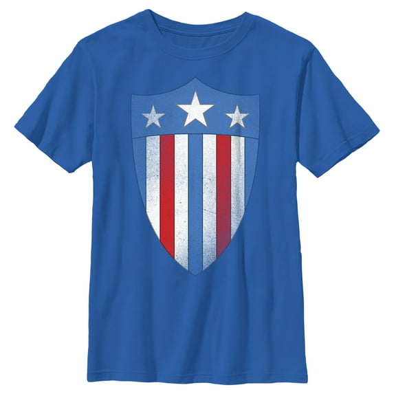 Boy's Marvel Avengers Captain America USO Shield Graphic Tee Royal Blue Medium