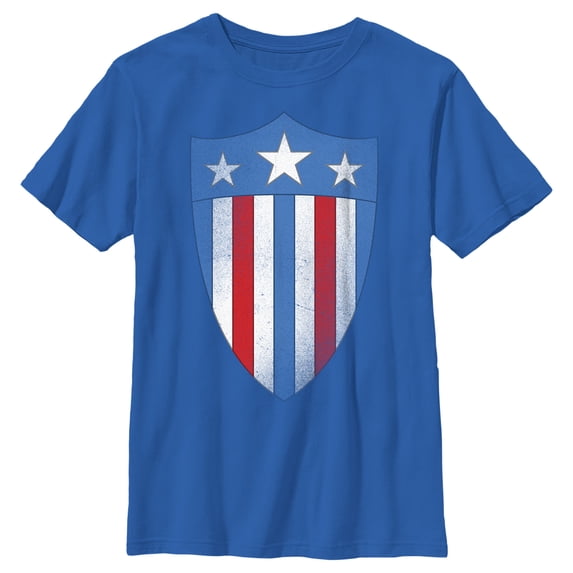 Boy's Marvel Avengers Captain America USO Shield Graphic Tee Royal Blue X Large