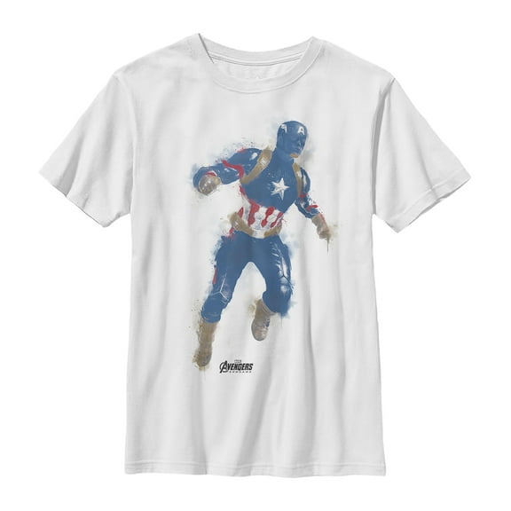 Boy's Marvel Avengers: Endgame Captain America Spray Paint Graphic Tee White Large