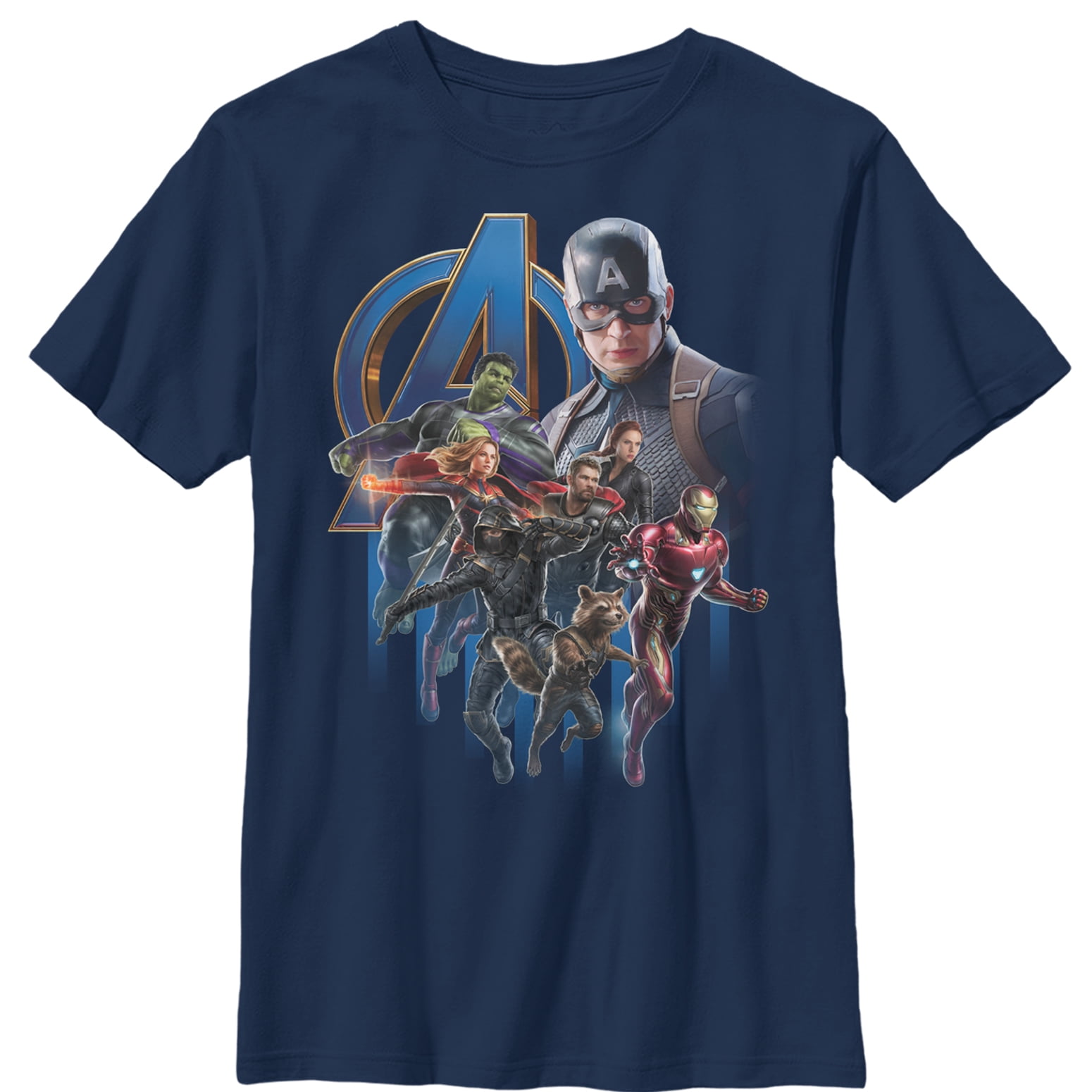 Boy s Marvel Avengers Endgame Captain America s Team Graphic Tee Navy Blue X Large Walmart