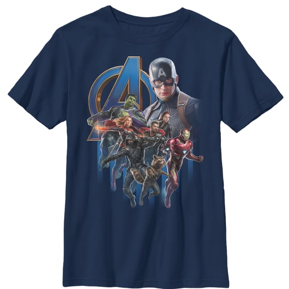 Boy's Marvel Avengers: Endgame Captain America's Team Graphic Tee Navy Blue X Small