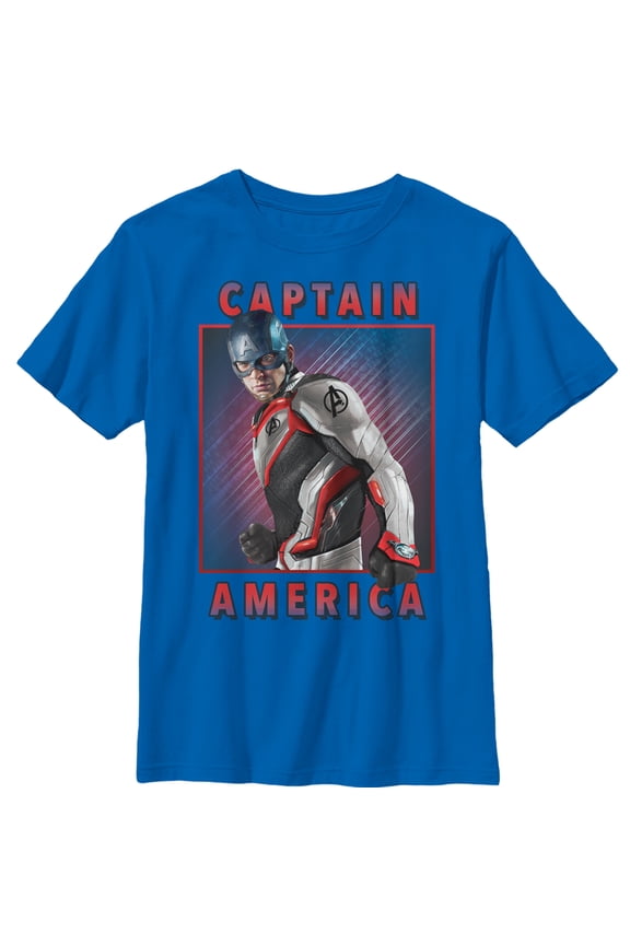 Boy's Marvel Avengers: Endgame Captain Streak Frame Graphic Tee Royal Blue Small