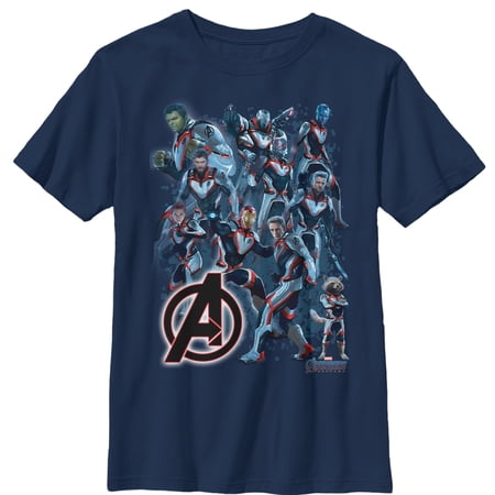 Boy's Marvel Avengers: Endgame Hero Huddle Graphic Tee Navy Blue Medium