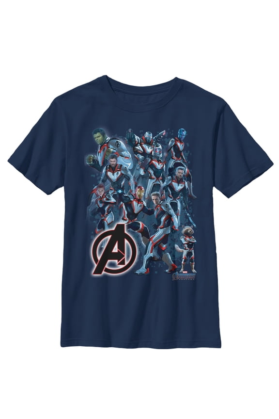 Boy's Marvel Avengers: Endgame Hero Huddle  Graphic Tee Navy Blue X Small