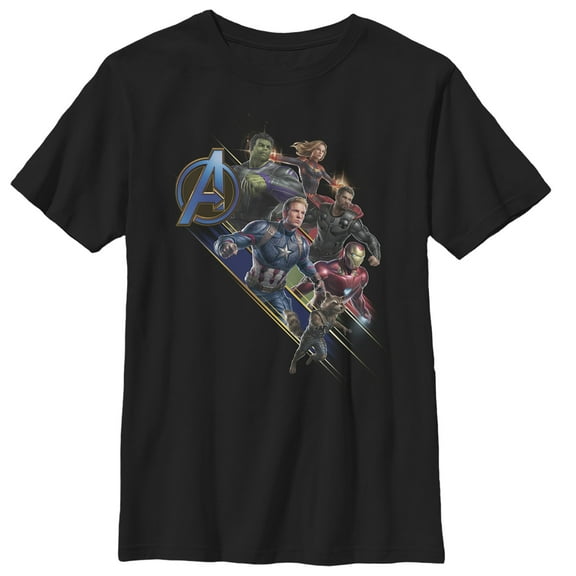 Boy's Marvel Avengers: Endgame Hero Streaks  Graphic Tee Black Small