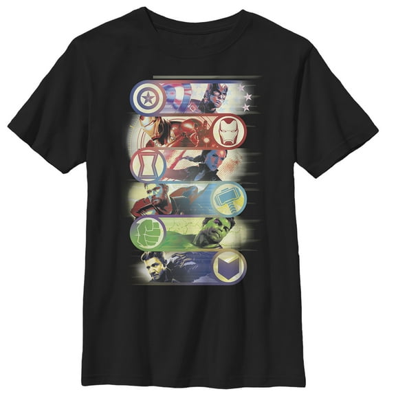 Boy's Marvel Avengers: Endgame Hero Swipe Button  Graphic Tee Black Small