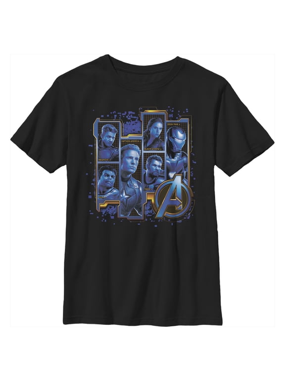 Boy's Marvel Avengers: Endgame Hero Tech Frames Graphic Tee Black Medium