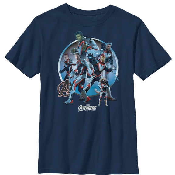 Boy's Marvel Avengers: Endgame Heroic Circle  Graphic Tee Navy Blue Medium