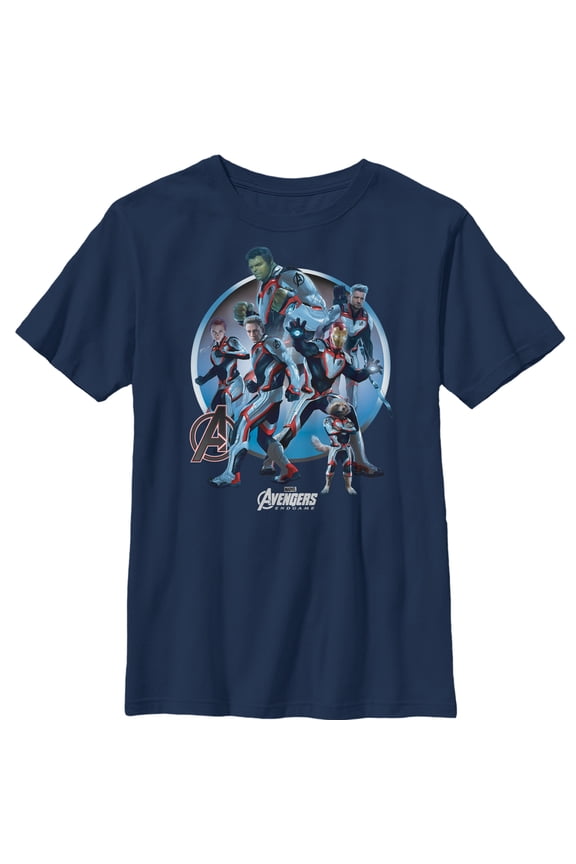 Boy's Marvel Avengers: Endgame Heroic Circle  Graphic Tee Navy Blue Medium