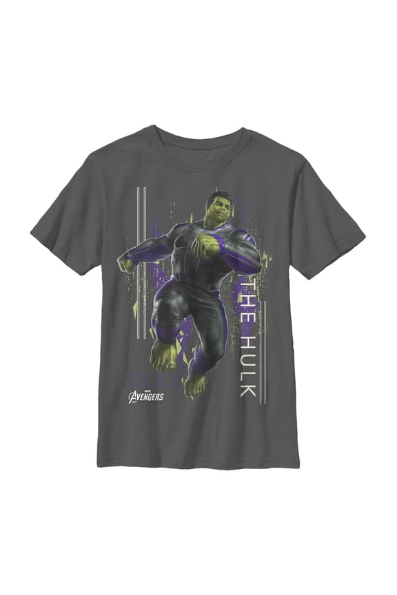 Boy's Marvel Avengers: Endgame Hulk Glitch Graphic Tee Charcoal Medium