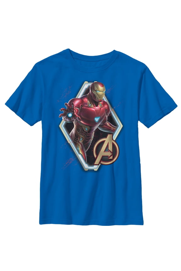 Boy's Marvel Avengers: Endgame Iron Man Frame Graphic Tee Royal Blue Large