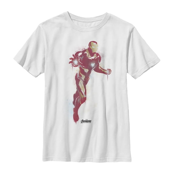 Boy's Marvel Avengers: Endgame Iron Man Spray Paint Graphic Tee White X Small