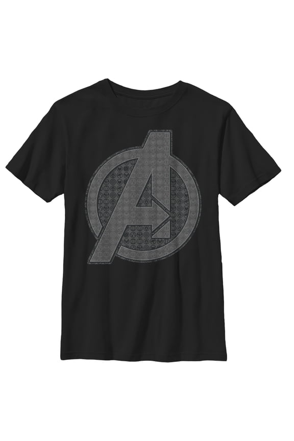 Boy's Marvel Avengers: Endgame Logo Icon Tiles  Graphic Tee Black Medium
