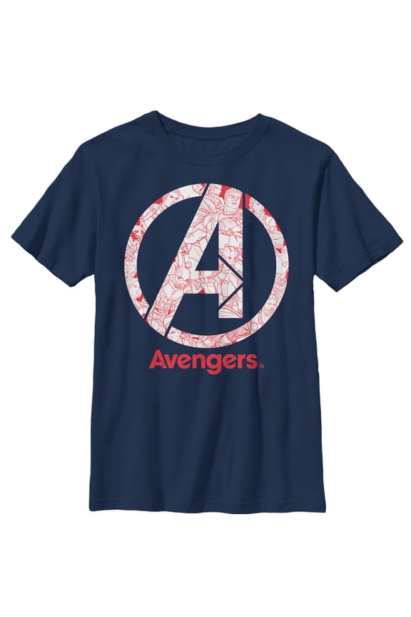Boy's Marvel Avengers: Endgame Logo Line Art Graphic Tee Navy Blue Large