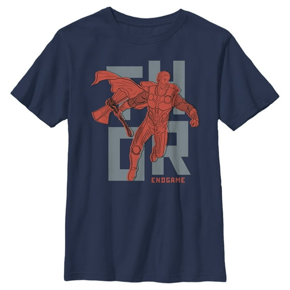 Boy's Marvel Avengers: Endgame Minimalist Thor  Graphic Tee Navy Blue X Large