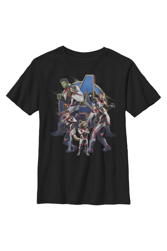 Boy's Marvel Avengers: Endgame New Suits Assemble Graphic Tee Black Medium