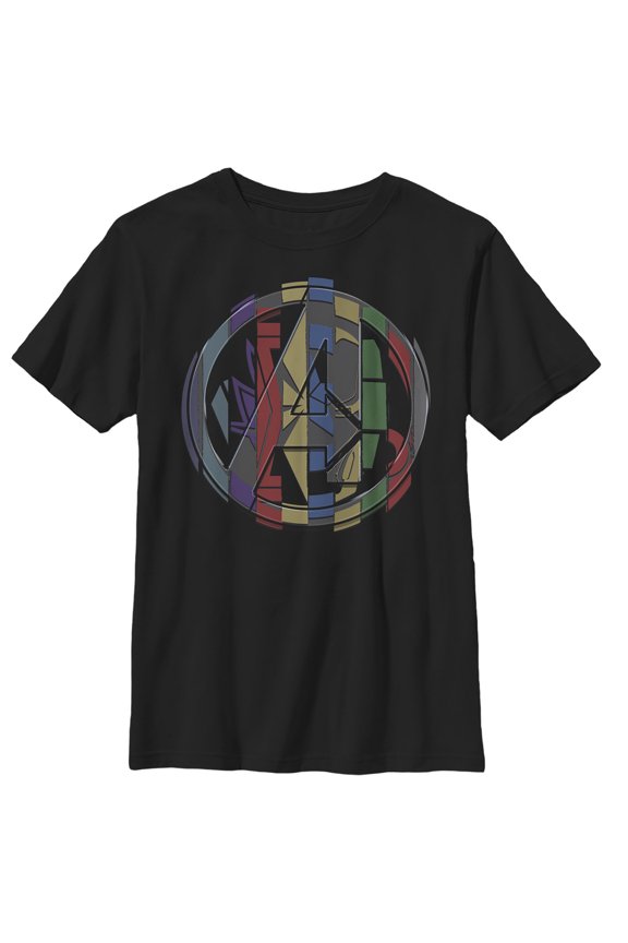 Boy's Marvel Avengers: Endgame Puzzle Cube Logo Graphic Tee Black Large