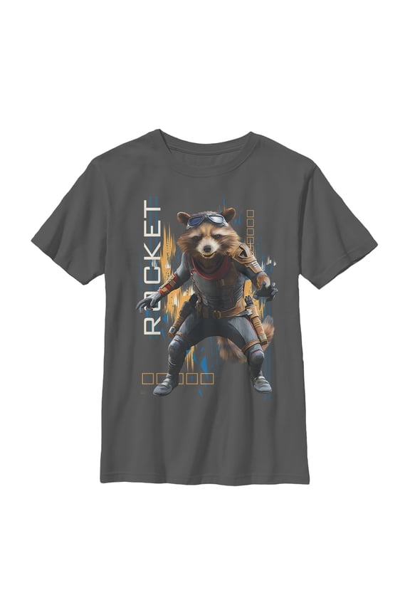 Boy's Marvel Avengers: Endgame Rocket Glitch Graphic Tee Charcoal Medium