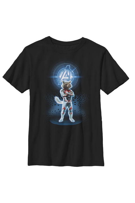 Boy's Marvel Avengers: Endgame Rocket Quantum Ready Graphic Tee Black Small