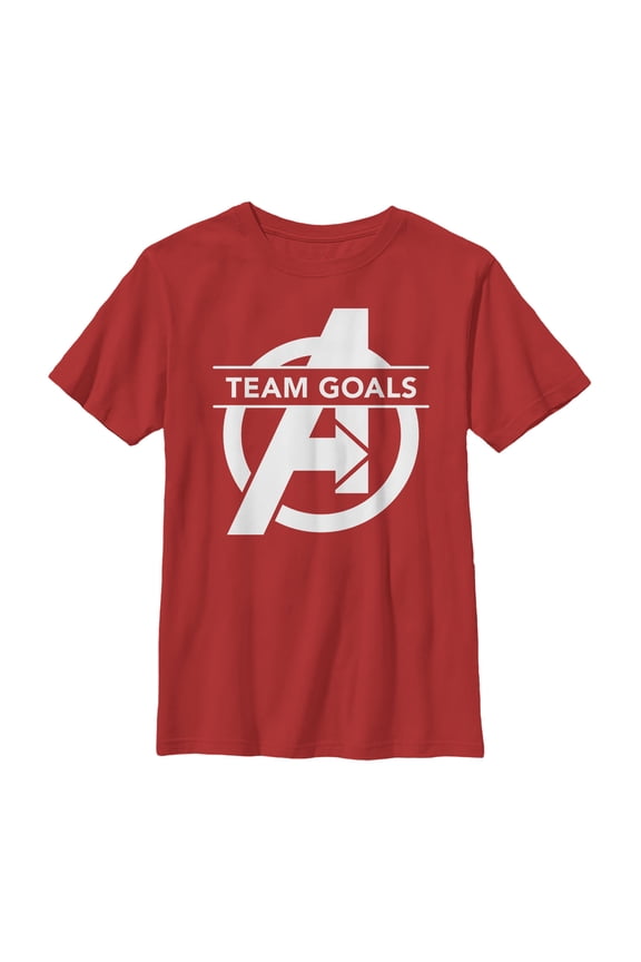 Boy's Marvel Avengers: Endgame Team Goals Logo Graphic Tee Red Large
