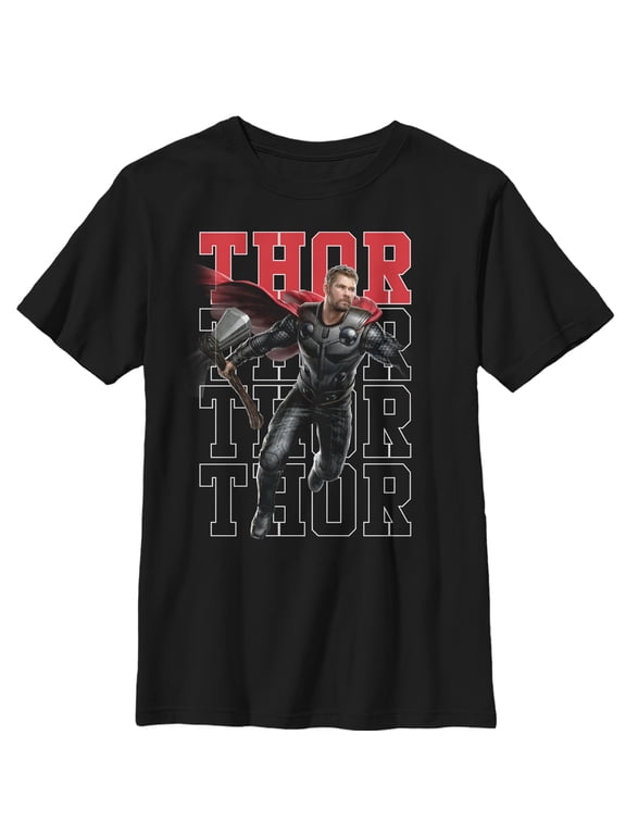 Boy's Marvel Avengers: Endgame Thor Repeat Graphic Tee Black X Large