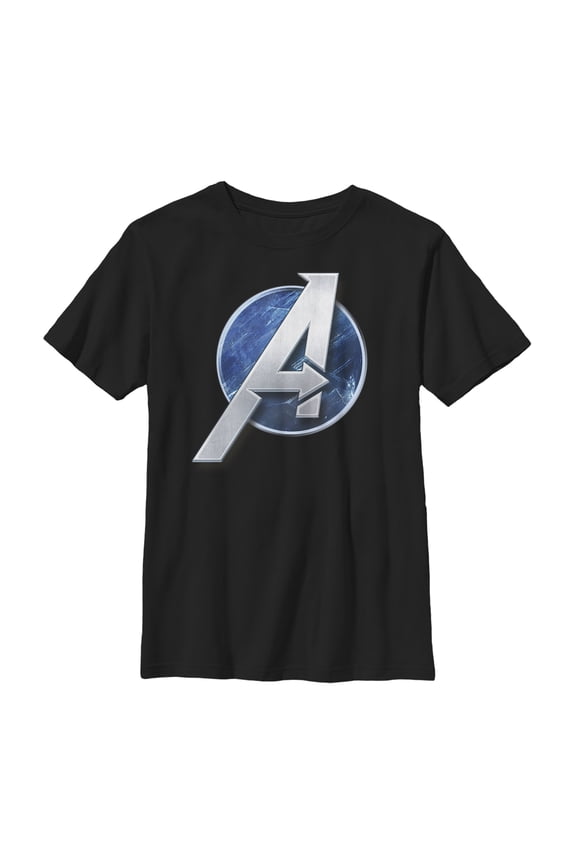 Boy's Marvel Avengers Game Classic Logo  Graphic Tee Black Medium