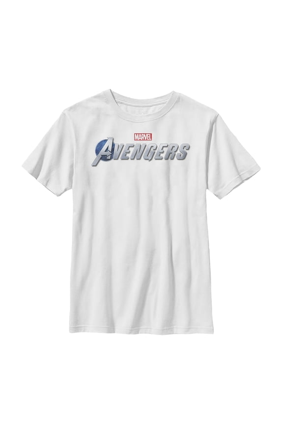 Boy's Marvel Avengers Game Text Logo Graphic Tee White Large