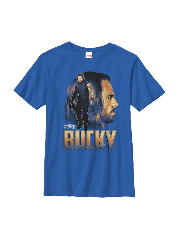 Boy's Marvel Avengers: Infinity War Bucky Barnes Portrait Graphic Tee Royal Blue Small