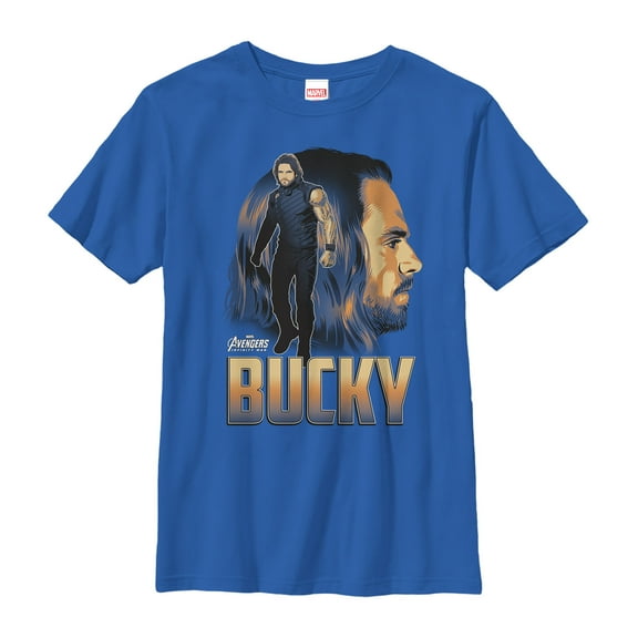 Boy's Marvel Avengers: Infinity War Bucky Barnes Portrait  Graphic Tee Royal Blue X Small
