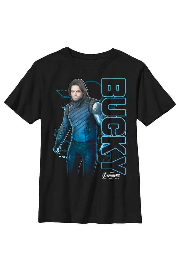 Boy's Marvel Avengers: Infinity War Bucky Tech Graphic Tee Black X Large