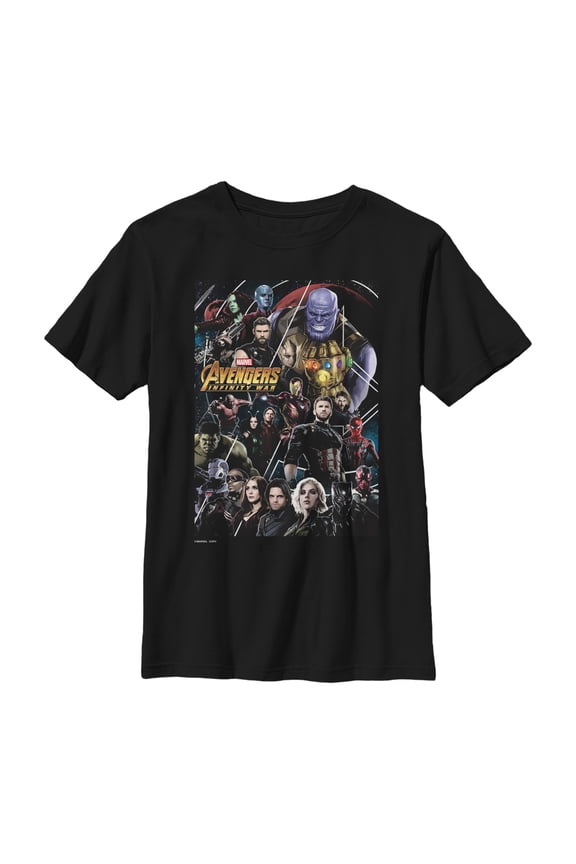 Boy's Marvel Avengers: Infinity War Character View  Graphic Tee Black Large