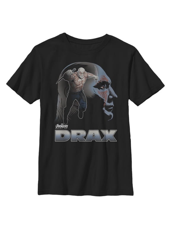 Boy's Marvel Avengers: Infinity War Drax Portrait Graphic Tee Black Large
