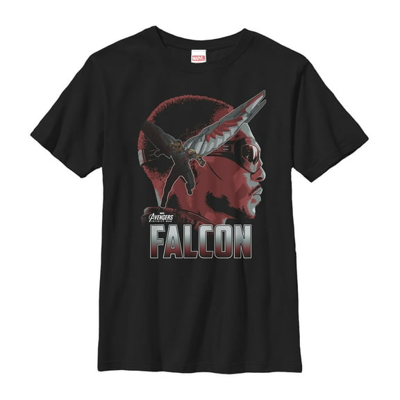 Boy's Marvel Avengers: Infinity War Falcon Portrait  Graphic Tee Black Small
