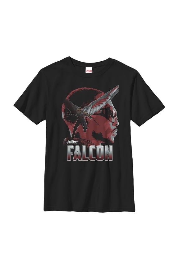 Boy's Marvel Avengers: Infinity War Falcon Portrait Graphic Tee Black Small