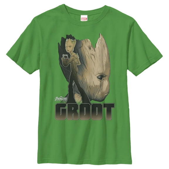 Boy's Marvel Avengers: Infinity War Groot Portrait  Graphic Tee Kelly Green X Large