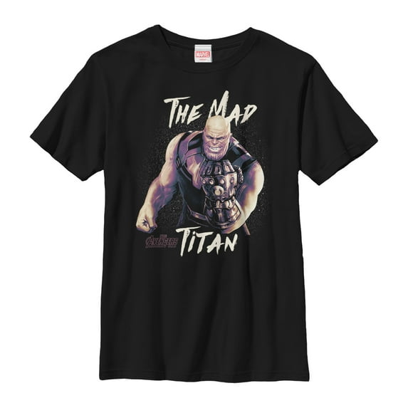 Boy's Marvel Avengers: Infinity War Mad Titan Grin Graphic Tee Black Small