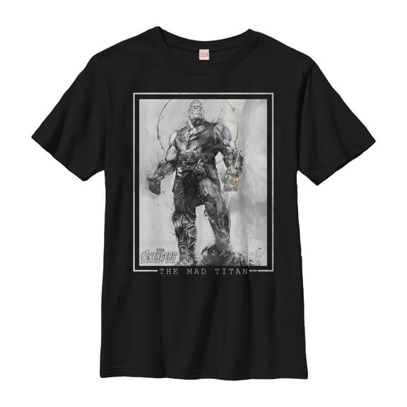 Boy's Marvel Avengers: Infinity War Thanos Grayscale Graphic Tee Black Large