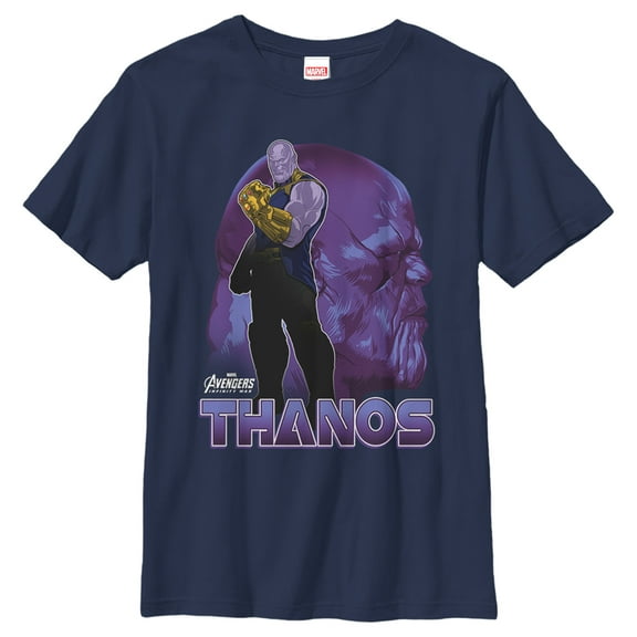 Boy's Marvel Avengers: Infinity War Thanos Portrait  Graphic Tee Navy Blue Small