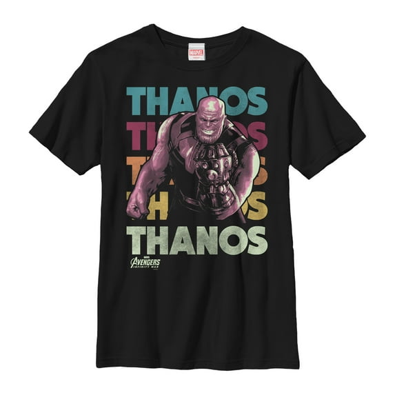 Boy's Marvel Avengers: Infinity War Thanos Repeat Graphic Tee Black X Large