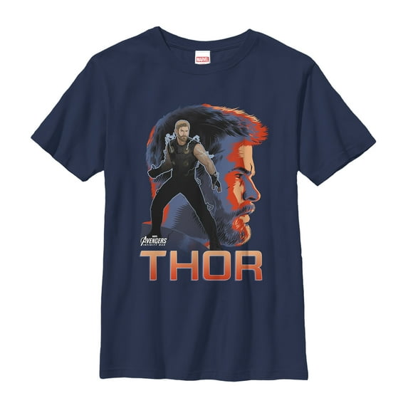 Boy's Marvel Avengers: Infinity War Thor View Graphic Tee Navy Blue Medium