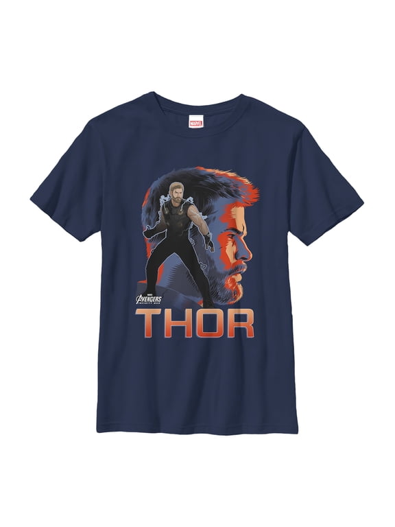 Boy's Marvel Avengers: Infinity War Thor View Graphic Tee Navy Blue X Large