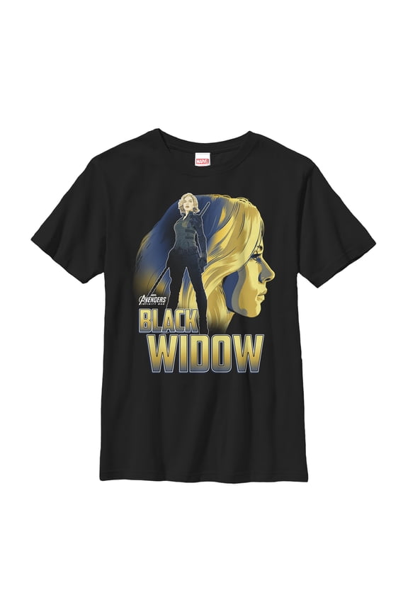 Boy's Marvel Avengers: Infinity War Widow Portrait  Graphic Tee Black Small