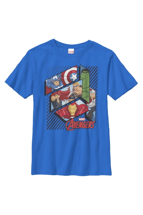 Boy's Marvel Avengers Shape Graphic Tee Royal Blue Large