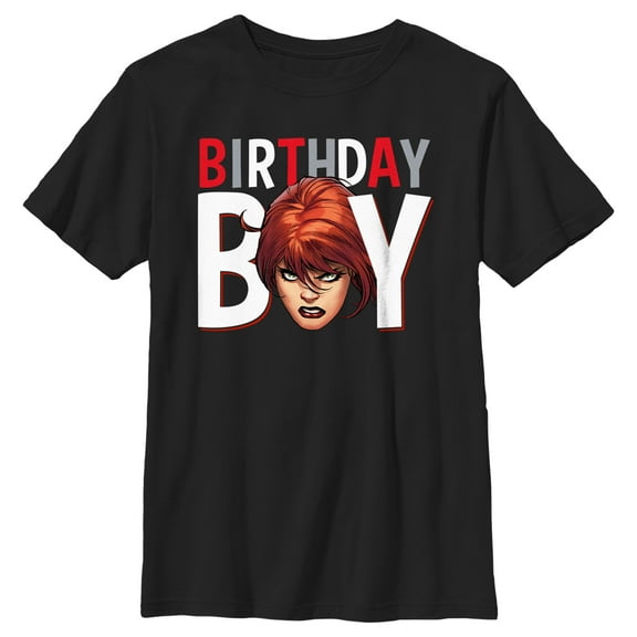 Boy's Marvel Birthday Boy Black Widow  Graphic Tee Black Large