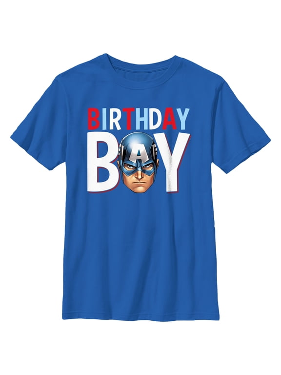 Boy's Marvel Birthday Boy Captain America Graphic Tee Royal Blue X Large