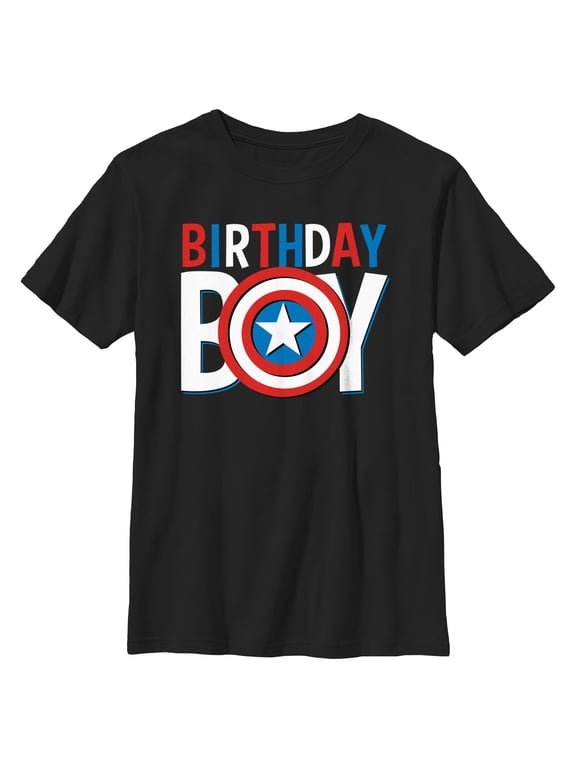 Boy's Marvel Birthday Boy Captain America Logo Graphic T-Shirt