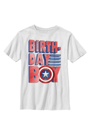 Boy's Marvel Birthday Boy Captain Graphic Tee White Large
