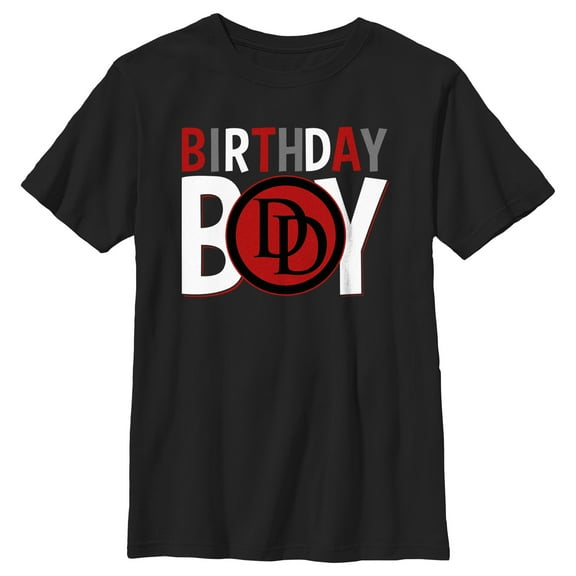 Boy's Marvel Birthday Boy Daredevil Logo  Graphic Tee Black X Large