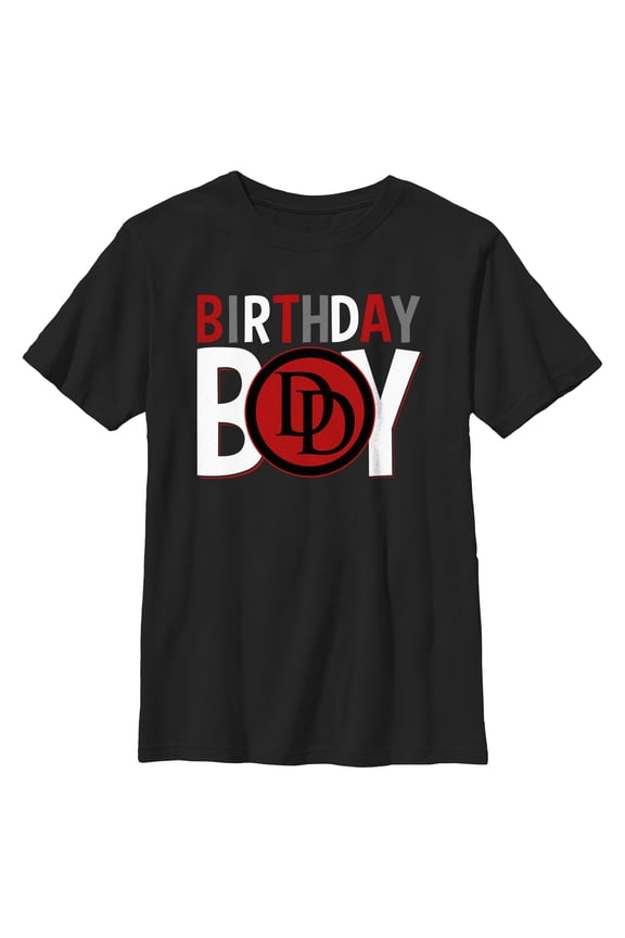Boy's Marvel Birthday Boy Daredevil Logo Graphic Tee Black X Large