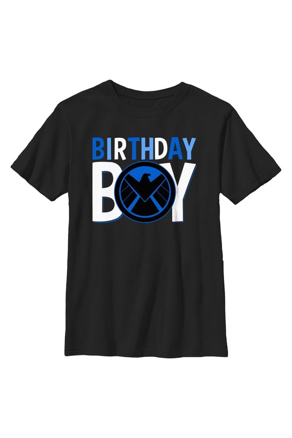 Boy's Marvel Birthday Boy Falcon Logo Graphic Tee Black Small
